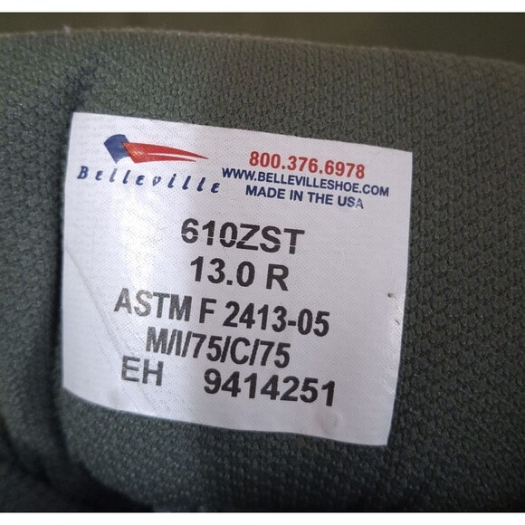 Belleville 610ZST Boots Men's 13R Olive Steel Toe Military Hot Weather Military - Picture 7 of 9